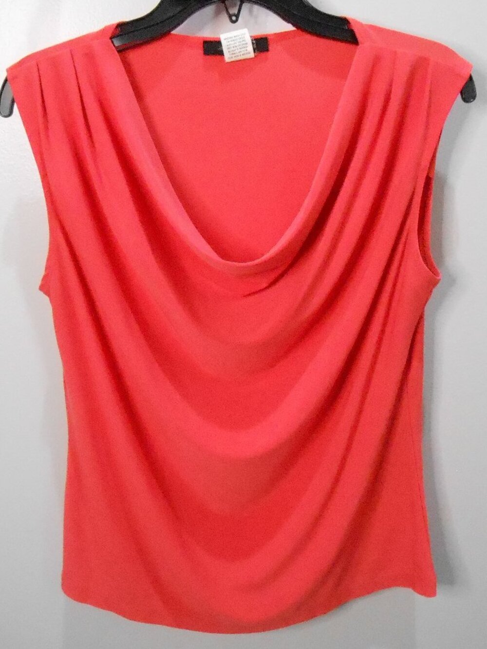 Jennie & Marlis Women's Coral Salmon Draped Cowl Neck Sleeveless Top Size-Small?
